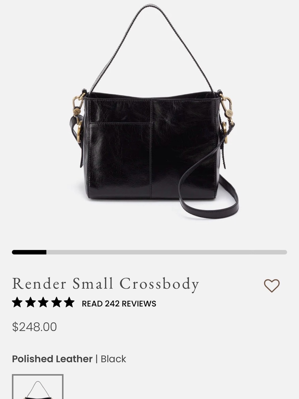 HOBO Polished Leather Small Crossbody - Black